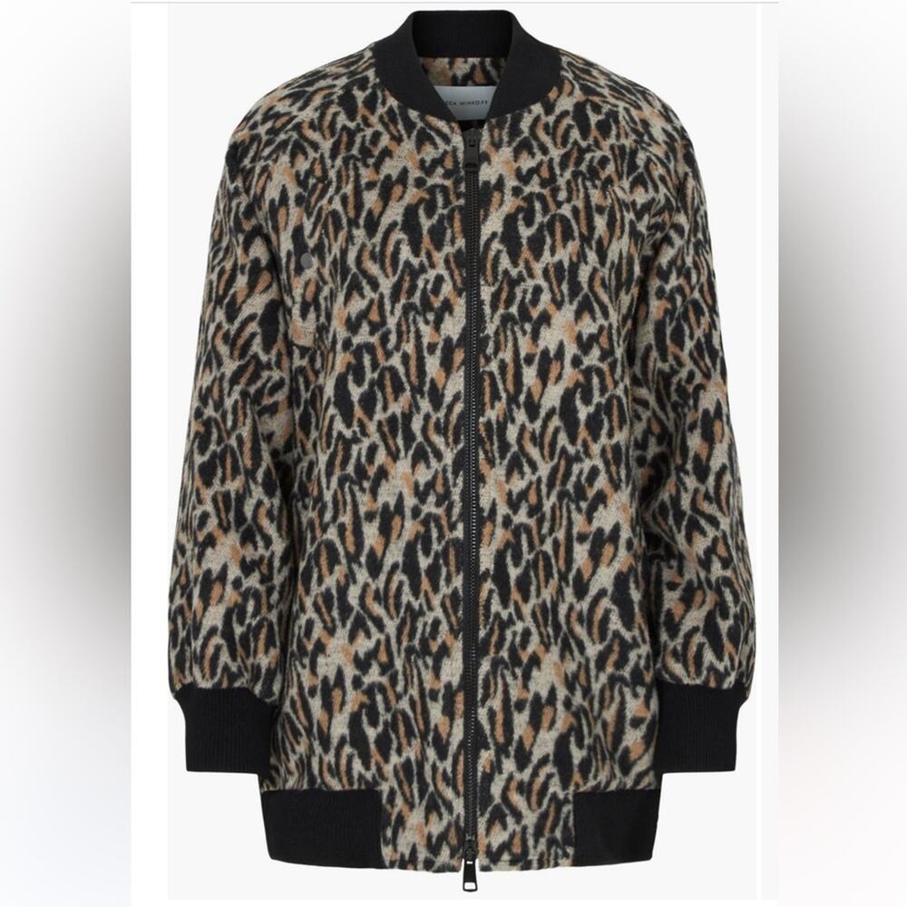 NWT Rebecca Minkoff Leopard Oversized Bomber Jacket M / L